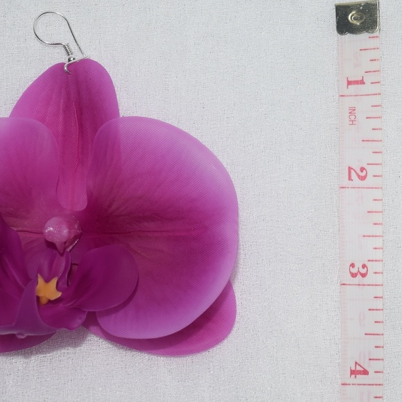 Fuchsia Phalaenopsis Orchid True Touch Artificial Earrings. - Picture 11 of 11